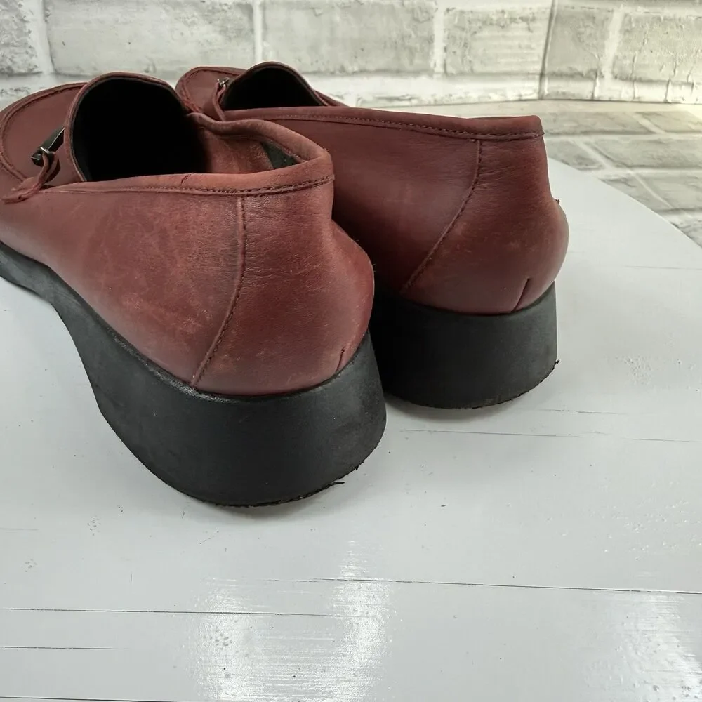 Bass Women’s Size 10 Red Leather Wedge Vintage 90s Comfort Loafers